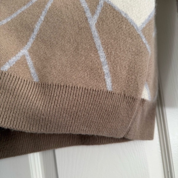 Maison Montagut Cashmere V-Neck Sweater Size S Felixa Geometric Tan Brown - Picture 7 of 15